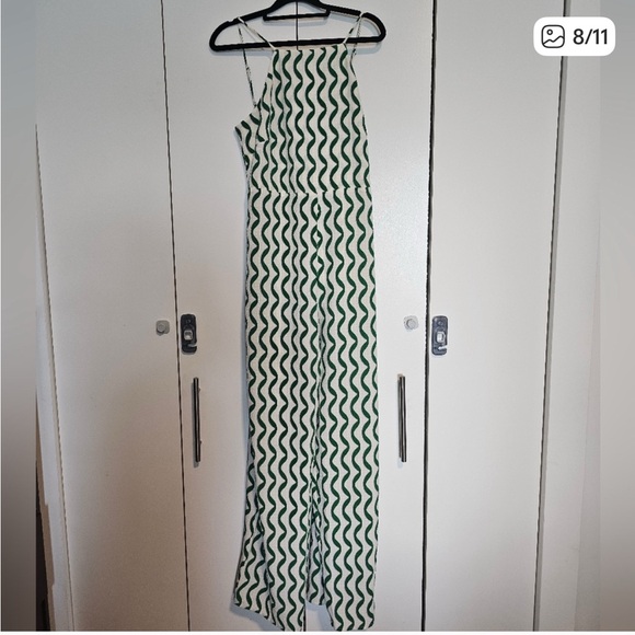 Mango Green and White Wave Jumpsuit - Picture 4 of 5